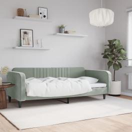 Day bed light grey velvet, metal, plywood, solid wood twin