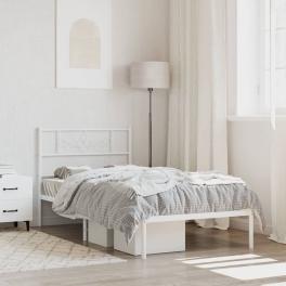 Bed frame white powder-coated steel single metal bed frame