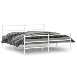 Bed frame white steel full bed frame rectangular modern