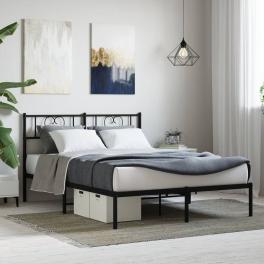 Bed frame black powder-coated steel full bed frame rectangular