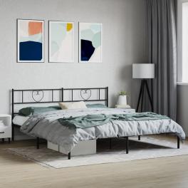 Metal bed frame without mattress with headboard black 72"x83.9"