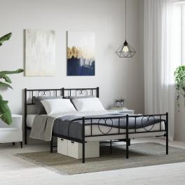Bed frame black powder-coated steel 53.1x74.8 in bed frame