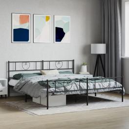 Bed frame black powder-coated steel double bed frame