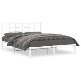 Bed frame white powder-coated steel king size bed frame