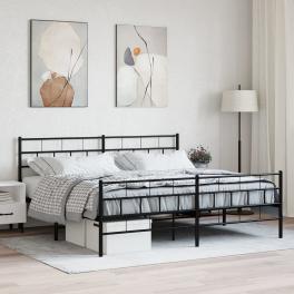 Metal bed frame black powder-coated steel 76 x 80 in bed frame