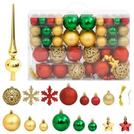 Christmas bauble set set of 111 red, green, gold polystyrene