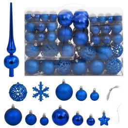 Christmas bauble set set of 111 blue polystyrene small
