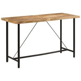 Bar table natural wood and black solid mango wood and iron large