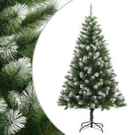 Artificial hinged christmas tree green and white pvc and metal