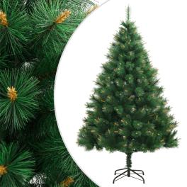 Artificial hinged christmas tree green and yellow pvc and metal