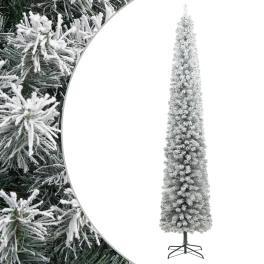 Slim christmas tree green and white pvc and metal 106.3 in