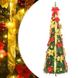 Artificial christmas tree green pvc, metal 59.1 in collapsible