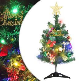 Mini artificial christmas tree green, warm white pvc, metal mini