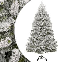 Artificial hinged christmas tree green and white pvc, metal large