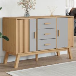 Sideboard grey and brown solid pine wood, engineered wood medium