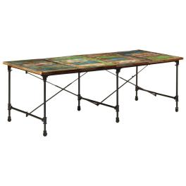Dining table mixed colors solid reclaimed wood with metal legs
