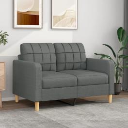 2-seater sofa dark grey fabric (100% polyester), metal, textilene