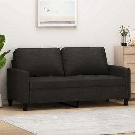 2-seater sofa black fabric (100% polyester), metal, textilene