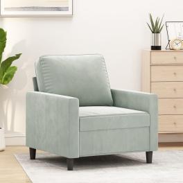Sofa chair light grey velvet (100% polyester), metal, textilene
