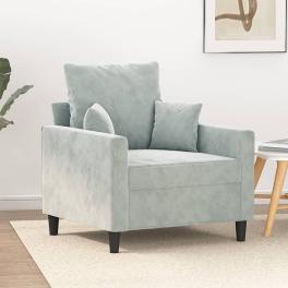 Sofa chair light grey velvet (100% polyester), metal, textilene