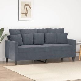 2-seater sofa dark gray velvet (100% polyester) medium