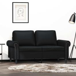 2-seater sofa black faux leather, metal, foam 2-seater durable