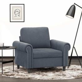 Sofa chair dark grey velvet (100% polyester), metal, textilene