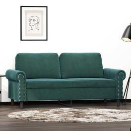 2-seater sofa dark green velvet (100% polyester), metal 2-seater