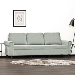 3-seater sofa light grey velvet (100% polyester), metal, foam large