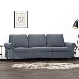 3-seater sofa dark grey velvet (100% polyester) 3-seater durable