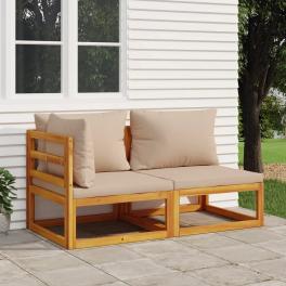Garden sofa set taupe solid acacia wood standard modular