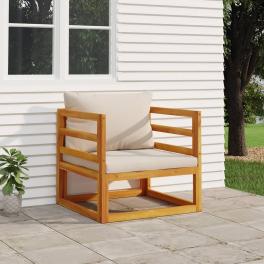 Garden chair light grey solid acacia wood compact modular