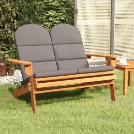 Garden bench brown and dark grey solid acacia wood and polyester