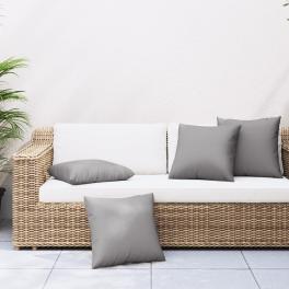 Sofa cushion set of 4 grey polyester 23.6 x 23.6 in