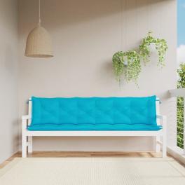 Garden bench cushion set of 2 turquoise 100% polyester
