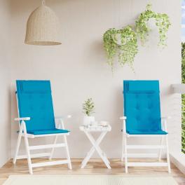 Highback chair cushion set of 2 light blue