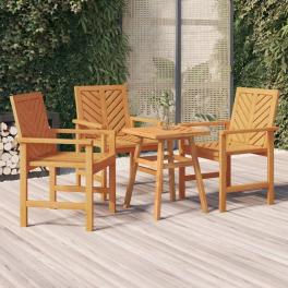 Garden dining chair set of 3 natural wood solid acacia wood