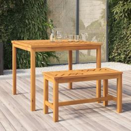 Garden dining table wood brown solid acacia wood 35.4x35.4 in