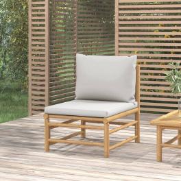 Garden middle sofa light grey bamboo, fabric (100% polyester), foam