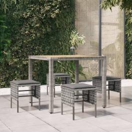 Garden footstool set of 4 grey pe rattan small