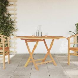 Garden table brown solid teak wood medium foldable