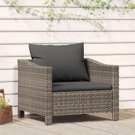 Garden armchair grey poly rattan medium lightweight