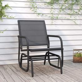 Garden glider chair black textilene and steel 24.0 x 29.9 x 34.3 in