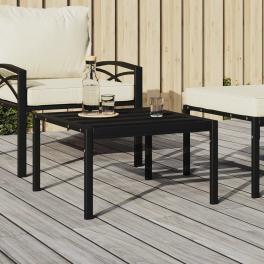 Garden coffee table black powder-coated steel small durable