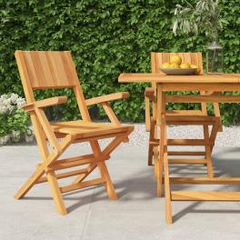 Folding garden chair set of 2 teak solid teak wood