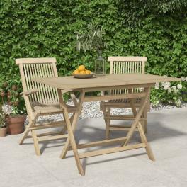 Folding garden table grey solid teak wood medium foldable