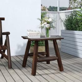 Side table burned wood solid spruce wood small durable