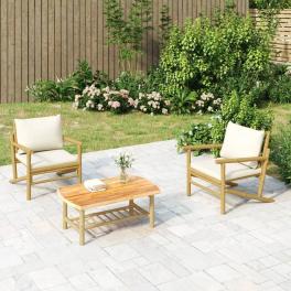 Garden chair cream cushions bamboo, polyester, foam, pp cotton