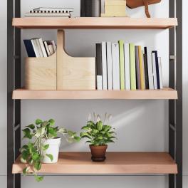 Wall shelf light brown solid oak wood 31.5 in x 19.7 in x 2.4 in