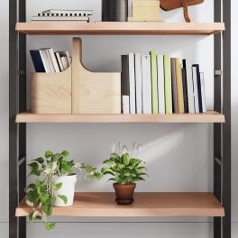 Wall shelf light brown solid oak wood with a varnish finish